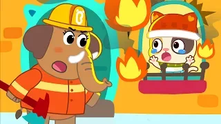 Elephant Fireman Saves Baby Kitten | Christmas Songs | Firefighter Song | Nursery Rhymes | BabyBus