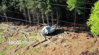 Disastro funivia Mottarone, le immagini dal drone: la cabina precipitata