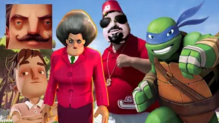 Hello Neighbor - New Neighbor Scary Teacher skrr skibidi dop boy TMNT Leo Aaron History Gameplay