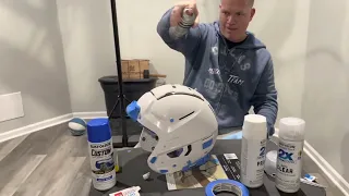 Spray painting Schutt F7 brand new helmet…(ft.Dad)