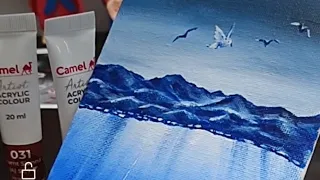 Stormy sky underwater seaseape/easy acrylic painting ideas for beginners #sky #ocean #acrylic