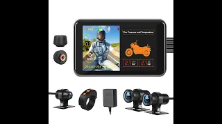 VSYSTO 4.5 Inch Screen WiFi Motorcycle Dash Cam,1080P Selfie&Front&Rear Cam,Tire Pressure Sensor,GPS