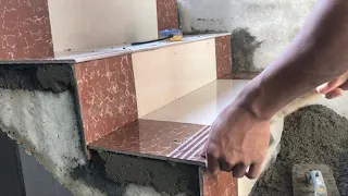 Construction Concrete Stair Floor Tile Installation Process