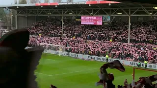 12000 Wrexham AFC fans are given free scarves and use them to raise the roof