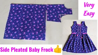 Side Pleated Baby Frock Cutting and Stitching for 6-7 year