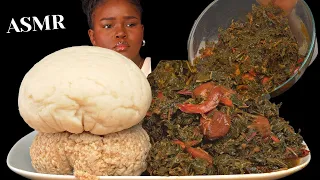 ASMR FUFU & VEGETABLE SOUP MUKBANG |shrimp | Nigerian food (No Talking) Eating Sounds | Vikky ASMR