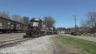 Norfolk Southern train P07 local works CMC Recycling and heads through Gibsonville, N.C.