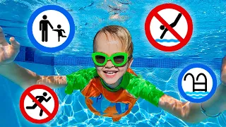 Chris learns safety rules in the pool - Useful story for kids