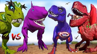 CAPTAIN AMERICA SHARKZILLA & Godzilla vs Spinosaurus T-REX Dinosaurs Battle Jurassic World Evolution