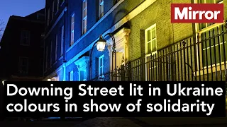 Downing Street lit in Ukraine colours in show of solidarity
