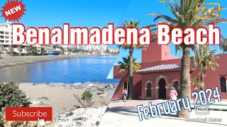 Benalmadena Beach February 2024 | Promenade | Travel destination | Malaga | Spain | 4K