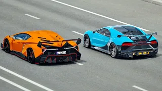 Bugatti Chiron Pur Sport vs Lamborghini Veneno - Drag Race 20 KM