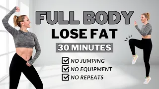 🔥30 Min Full Body Fat Burn HIIT (NO JUMPING)🔥Ab, Core, Arm, Back, Leg, Thigh & Cardio🔥ALL STANDING🔥