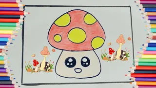 cara menggambar dan mewarnai jamur mudah dan lucu untuk anak anak tk paud