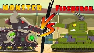 Steel monster against Fidzheron. Cartoons about tanks