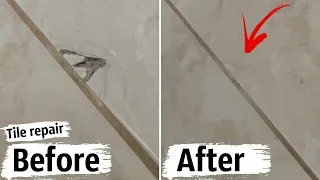 Tile repair. Restoration of cracks on a ceramic tile.