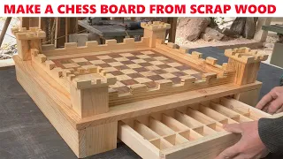 Make a chess board from scrap wood | The Process Of Building A Very Meticulous And Unique Chessboard