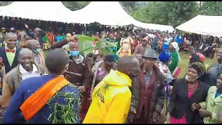 JOSHUA CHEPTEGEI, KIPLIMO JACOB, PERUTH CHEMUTAI in the Celebration for winning medals in OLYMPICS