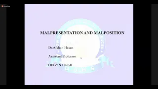 Malpresentation & Malposition | Obstetrics