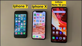 Iphone 7 vs iphone x vs Infinix note 10 pro speed test, Infinix note 10 pro speed test, iphone 7,