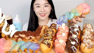 SUB) ASMR Twisted Cream Donut Mukbang 🍩 Glutinous Rice Donut 🍩 Cream Bread Dessert doughnut