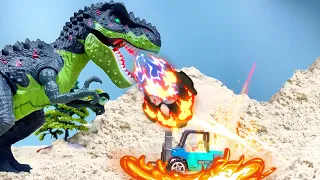 Dinosaurs Attack And Eat Poor Cars  | Toy Car Story