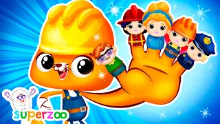 NEW! 👩🏻‍🚒👮🏻👷‍♂️ Finger Family with different Professions | Sing along with Superzoo!