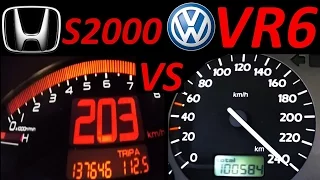 Honda S2000 vs VW Golf 3 VR6 - 0-200 Acceleration Sound compare Onboard Autobahn