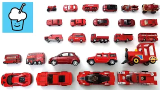 Red vehicles collection Tomica Lego Siku Hotwheels Fire Truck Steam Train Racing Car