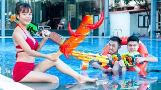 NTK Nerf Movies Beautiful SEAL Go Swimming Pool Warriors Nerf Guns Fight Crime SAUSAGE PRANK BATTLE