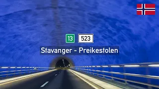 Driving in Norway: Riksvei 13 & Fylkesvei 523 from Stavanger to Preikestolen