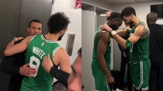 Boston Celtics locker room after Derrick White game winner vs Heat Game 6