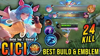 24 Kills + 2x MANIAC!! New Hero Cici Best Build and Emblem - Build Top 1 Global Cici ~ MLBB