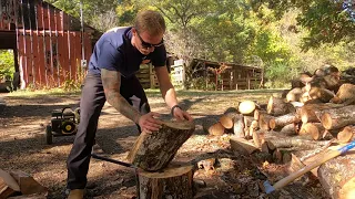 Fireman compares KOBALT and FISKARS AXES for splitting WOOD