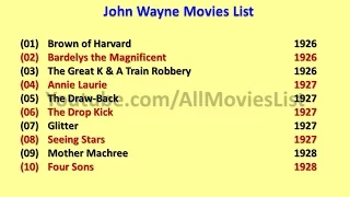 John Wayne Movies List