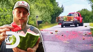 Josh Spills Watermelons All Over The Road To Avoid Collision! | Moonshiners