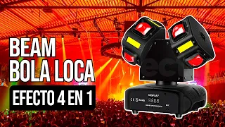 Cabeza Beam 2 Bolas Locas 4 en 1 RGBW LED Láser y Strobo para Discotecas, y Fiestas