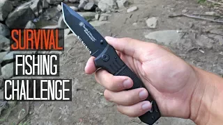 Survival Fishing Challenge!! (Knife Only!) NO rod/lures/etc