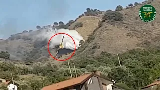 Canadair precipita sulle pendici dell'Etna: il momento dello schianto