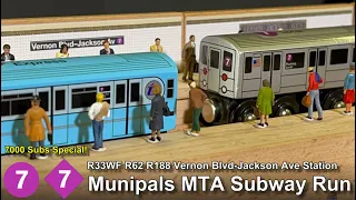 Munipals MTA R62 R33WF R188 7 Train Vernon Blvd Jackson Ave Subway Run 7k Sub Special ⁠@Trainman6000