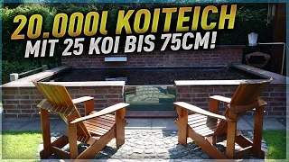 20.000 Liter KOITEICH und 25 KOI bis 75 ZENTIMETER!