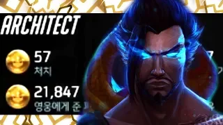 Pro HANZO CARRY by - Architect! 57 ELIMS! [ OVERWATCH SEASON 19 TOP 500 ]