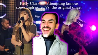 Kelly Clarkson attempting famous songs high notes Vs. the original singer (F4 - B5) | Reaction