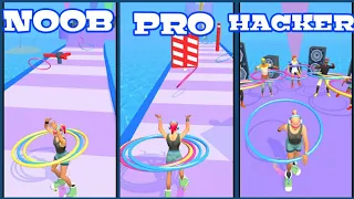 NOOB vs PRO vs HACKER Hula hoop Race Gameplay all levels Walkthrough