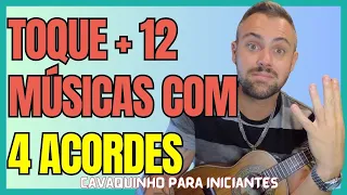 APRENDA TOCAR 12 MUSICAS FACEIS NO CAVAQUNHO COM 4 ACORDES CADA #cavaquinhoparainiciantes #cavaco