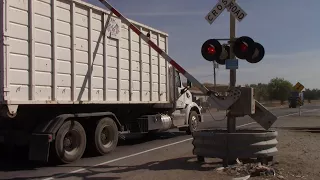 Truck Almost Rips Crossing Gate Off At Fruitridge Road Railroad Crossing, Sacramento CA