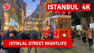 Incredible Nightlife Istanbul 2023 City Center Taksim-Istiklal Street Walking Tour|4k UHD 60fps