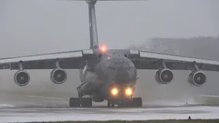 Ilyushin Il-76MD / Uzbekistan Air Force / screaming takeoff / Hamburg Airport / snow