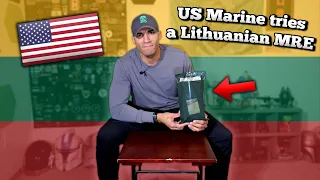 US Marine tries a Lithuanian MRE