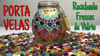 Porta velas Mándalas con Mosaico Acrílico en frascos de vidrio♻️/Make Mosaic Candle Holders